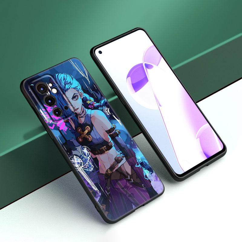 Arcane Jinx Anime Black Silicone Phone Case For OnePlus 9 10 11 12 ACE 2V Pro 9RT 10T 10R Nord CE 2 3 Lite N10 N20 N30 5G