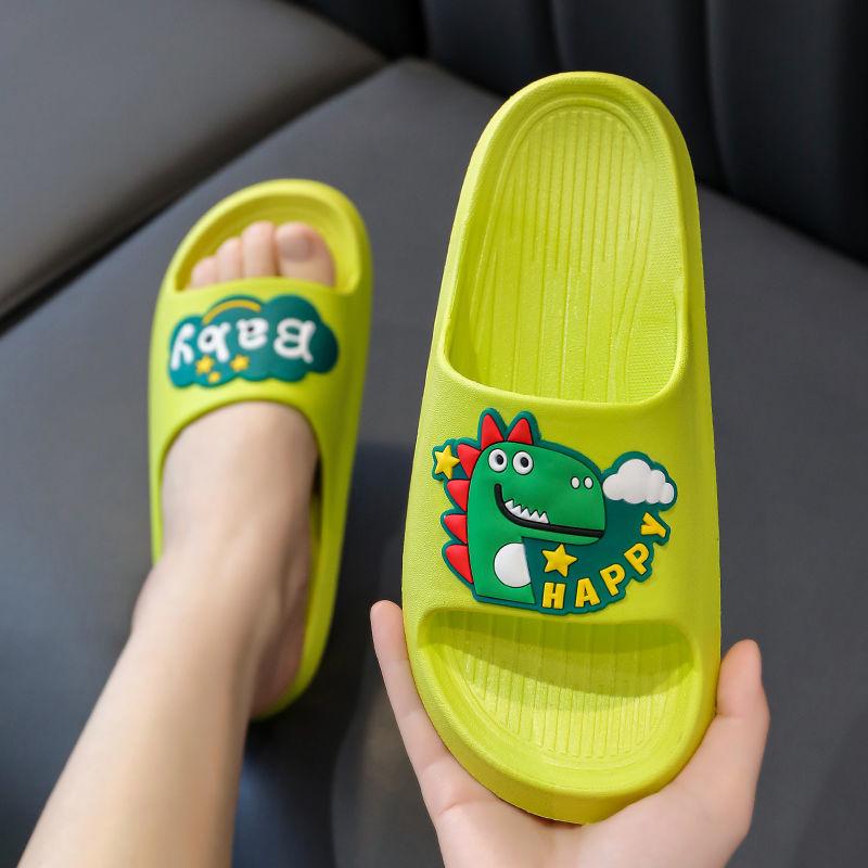 Children's Open-Toe Cartoon Dinosaur Flip-Flops - Non-Slip Summer Sandals for Boys, Girls, and Babies