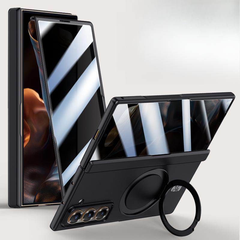 Suitable for Samsung W25 Phone Case Film, One-piece Matte Central Axis Anti-drop Rotating Stand, Magnetic W25 Flip Cover Chain for Men