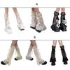 Womens Knee High Leg Warmer Socks Sweet Lace Ankle High Bandage Leg Sleeve Boot Long Tube Lace Leg Sleeve Calf Covers
