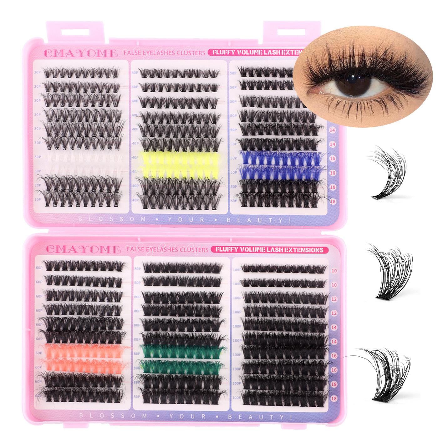 

590 пучков цвета Плотные D Изгиб Одинарные пучки Накладные ресницы Набор 10-18 мм Сделай сам Сегментированные ресницы