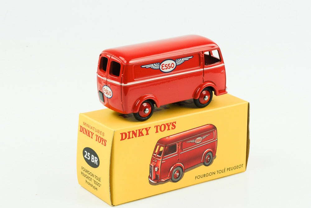 DINKY TOYS 1/43 Peugeot Esso Rotes Blech-Lieferwagen Peugeot Esso Neuauflage Miniaturauto