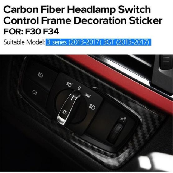 Luxury Carbon Fiber Headlight Switch Interior Trim Sticker For BMW 3 4 F30 F34