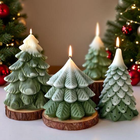 Christmas Tree Silicone Mold Handmade Aroma Candle Soap Resin Polymer Clay Mold Reusable DIY Holiday Craft Supplies