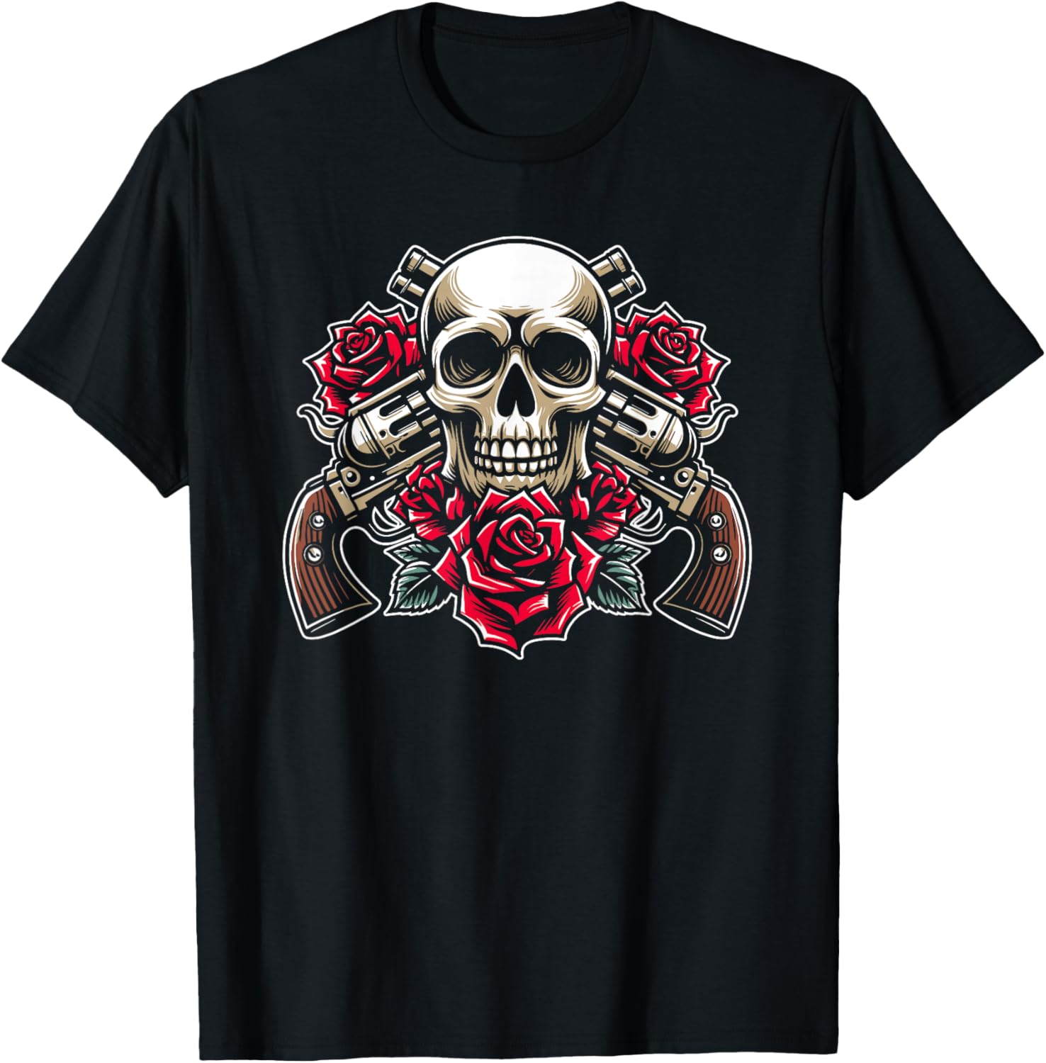 

Guitar Skeleton 1980s - 80s Glam Rock Guns Skull Roses T-Shirt 5XL різнокольоровий