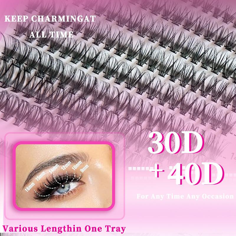 Colour Lash Clusters Set False Eyelashes Extensions Kit Bond And Seal Colorful Simulation Grafted Eyelashes Makeup Supplies