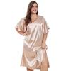 Women’s Nightgowns Simulation Silk Plus Size Sleepshirts Short Sleeves Satin Sleep Lounge Wear Large Pajamas Dresses 1XL-4XL Home Clothing KTB