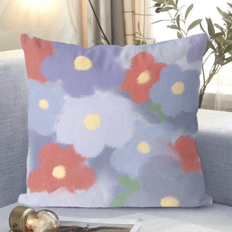 Ins Style Small Fresh Flower Pattern Decorative Pillowcase Living Room Bedroom Square Cushion Pillowcase