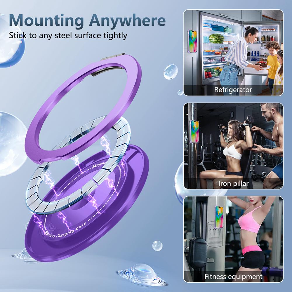 KEYSION HD Transparent Stoßfest Fall für MagSafe für iPhone 16 Pro Max 16 Plus 360 ° Drehbare Magnetische Ring Stand Telefon Abdeckung