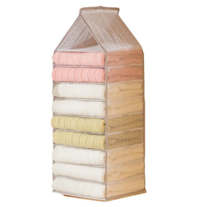 

9-Shelf Hanging Wardrobe Storage Organizer Closet PVC Hanging Shelves C