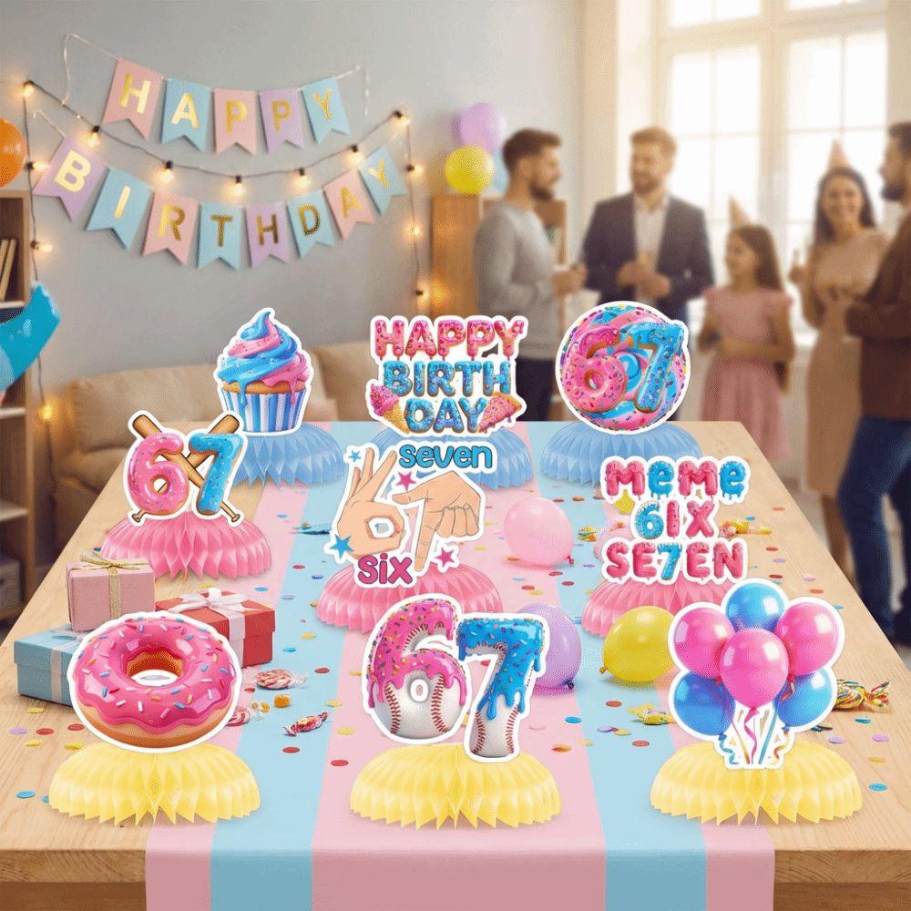 Internet Humor 67 Meme Birthday Decorations Colorful Honeycomb Centerpieces  All Ages Celebration
