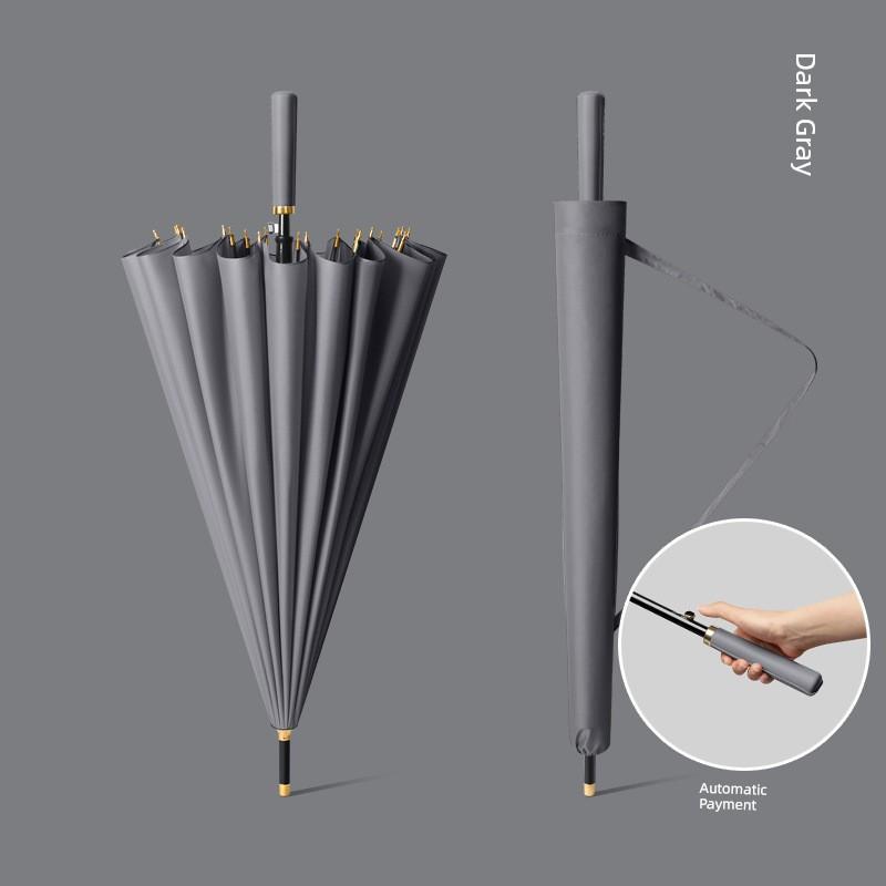 24-Rib Automatic Umbrella, Large Business Straight Umbrella, Double-Handle Factory-Printed Logo Advertising Long-Handle Umbrella