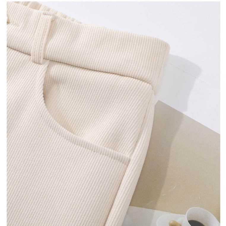 DIMANAF 2024 Winter Lange Hosen Damen Cord Harems Herbst Gerade Elastischer Einfarbiger Bund Lockere Hosen Neu
