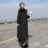 2024Winter Long Overcoat Women Pattern Casual Sashes Parkas Female Pockets Puffer Jacket Cotton-padded Outwear
