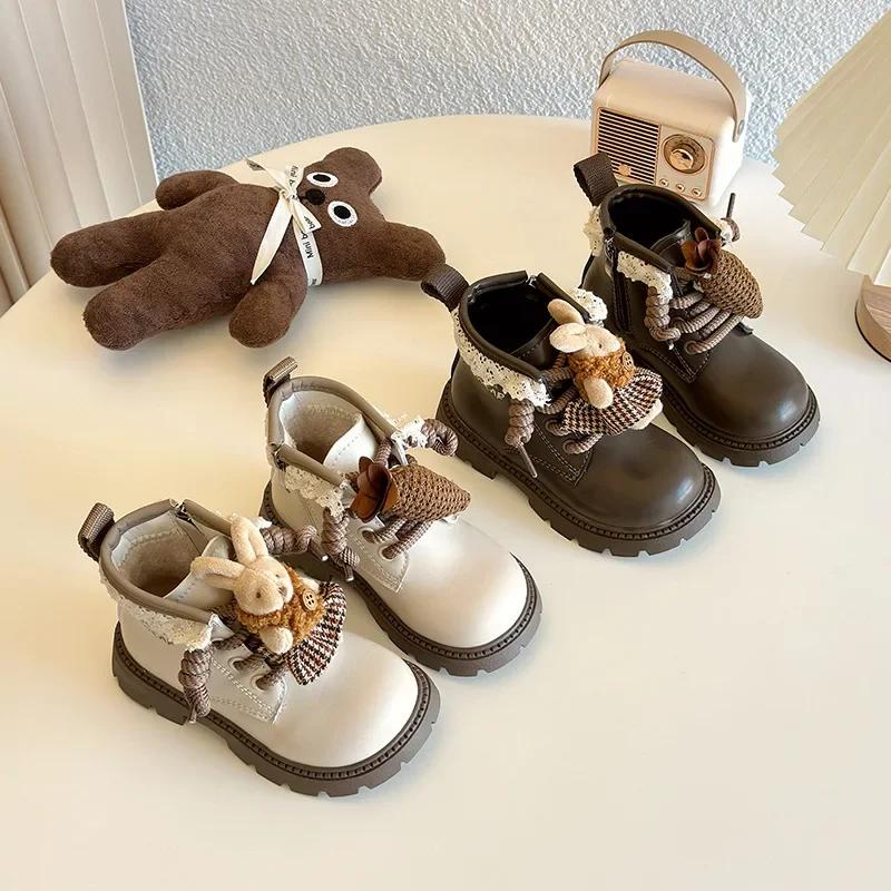 2024 Children Fashion Short Boots for Girls Winter New Korean Style Soft Bottom Anti-slippery Versatile Chic Casual Leather Shoe
