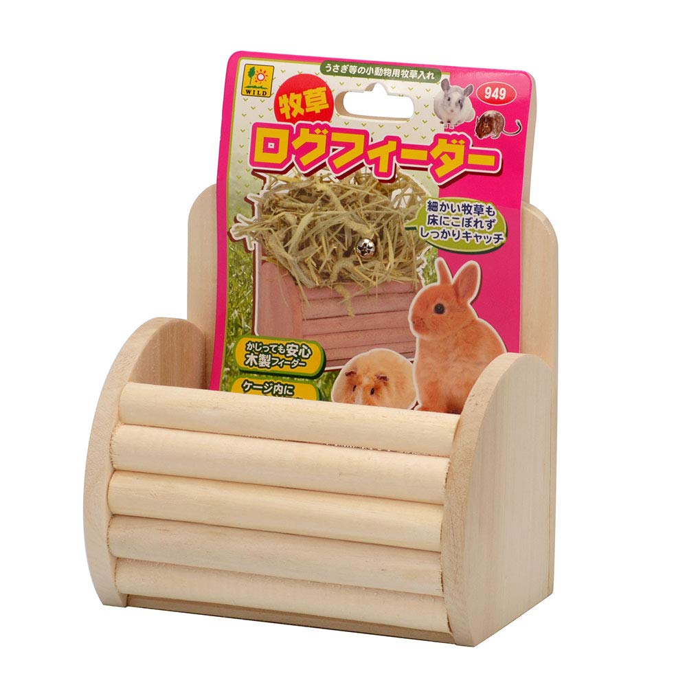 

Wooden grass log feeder for small animals [Sanko Shokai] бежевый