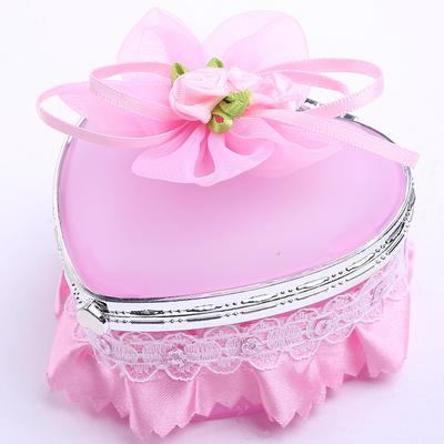 Creative Heart-Shaped Jewelry Box Pink Girls Jewelry Storage Box Student Dormitory Love Heart Mirror Make Up Organizer Box