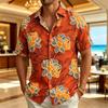 Men's Fresh Floral Print Short Sleeved shirt, With A Fresh Artistic style, Suitable For Summer Daily Life And Beach Vacations