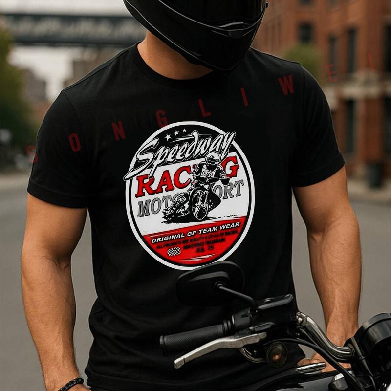 Motorcycle Track Flat Track Race T-Shirt Motorrad Fans Moto Summer Cotton Men Short Sleeve O-Ne