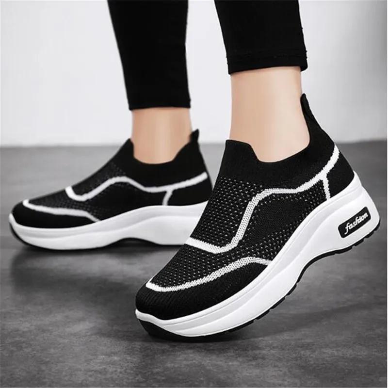 Women's Casual Shoes Woman Height Increasing Platform Sneakers Women Breathable Mesh Sports Shoes For Ladies Chunky Shoes