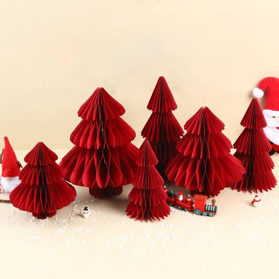 Honeycomb Christmas Tree 3D Honeycomb Table Centerpiece Folding Paper Christmas Tree Ornament for Winter Home Xmas Party Decoration