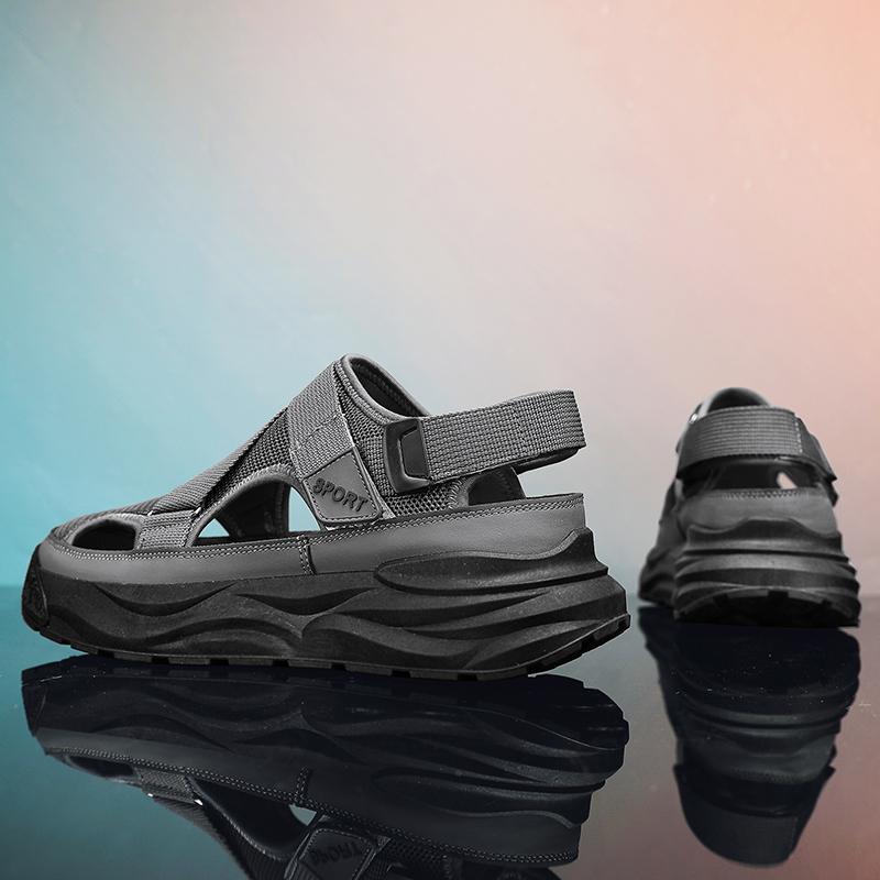 Men's Anti Slip Wear-resistant Fashionable Sports Sandals Thick Soled Breathable Mesh Perforated Shoes Men's Shoes Trendy Shoes