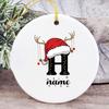 Baby's Christmas Ornament Personalized Initial with Name Ceramic Bauble Gift for Newborn Present for Baby Custom Xmas Decoration
