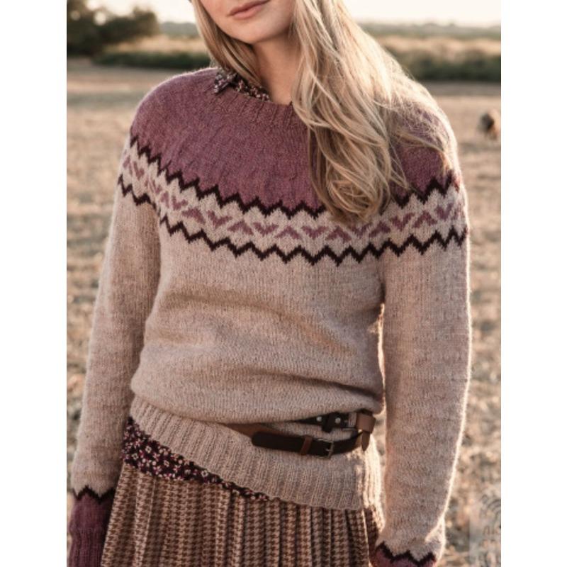 DAFIFY Dame Mote Casual Høst Vinter Rombemønster Langermet O-hals Gensere