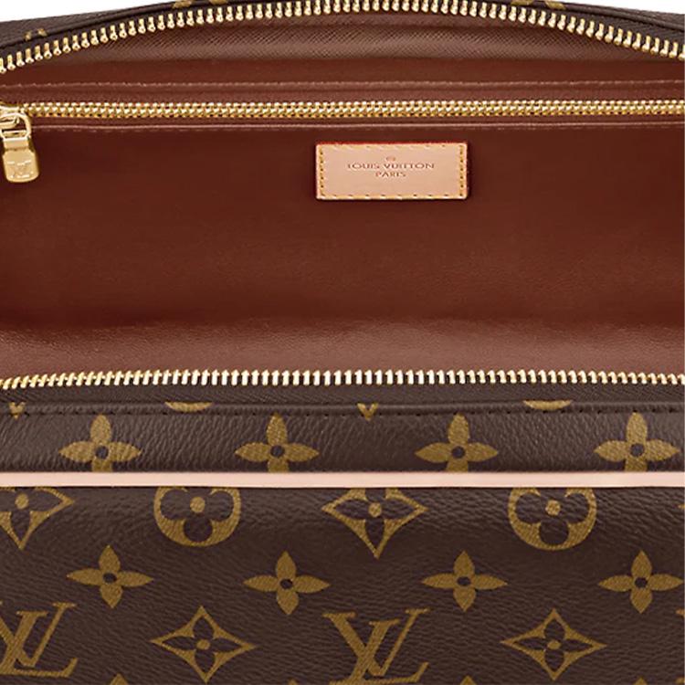 Louis Vuitton Dopp Kit Classic Vintage Print Zipper Closure Coated Canvas With Leather Trim Toiletry Bag Men Toiletry Bag Brown M44494