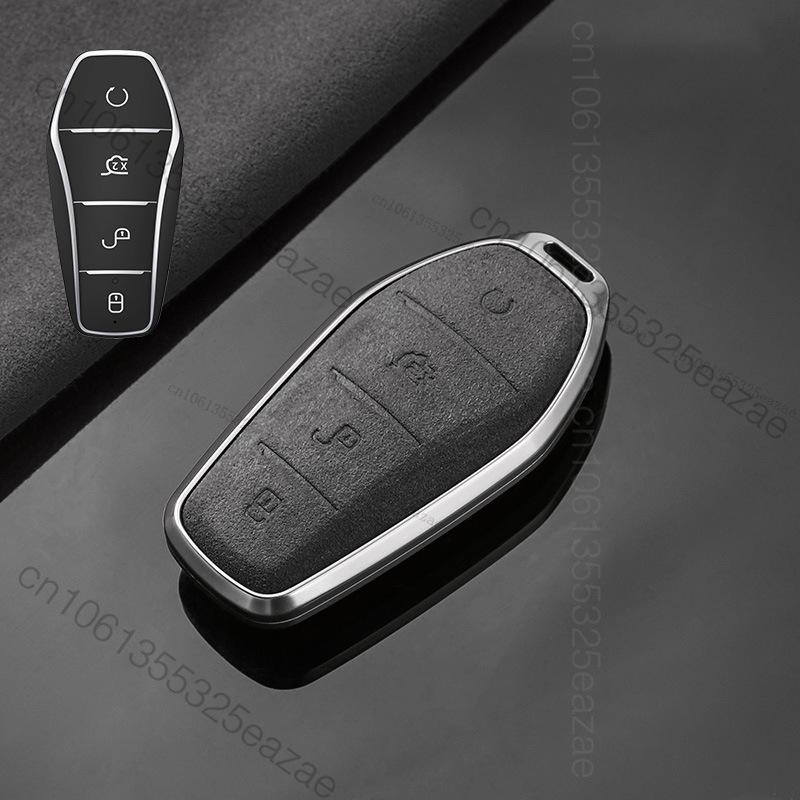 Metal Suede Car Remote Key Cover Case Holder Shell Fob For Byd New Atto 3 Atto2 Song Pro Han Tang Shark Dolphin Seal U Sealion 7