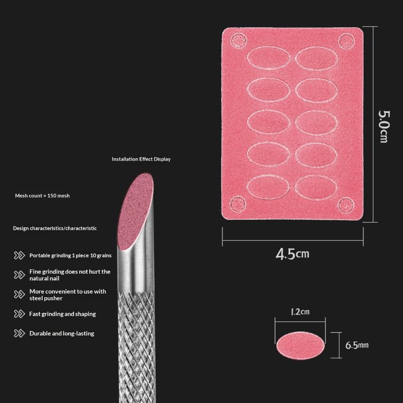 Double-Ended Nail Beveled Head Cuticle Pusher Remover Stainless Steel Cuticle Remover Manicure Sticks Nail Grinding File