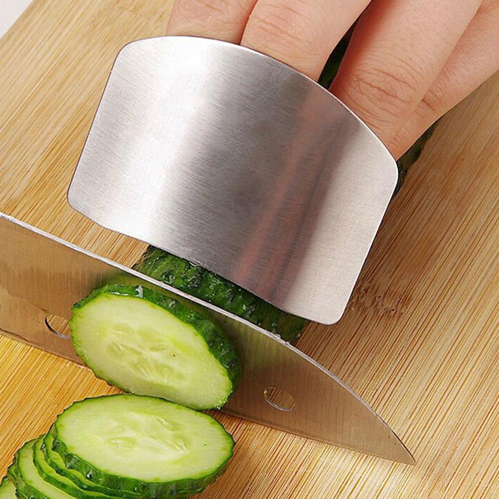 1PC/2PCS 8X5.7CM Stainless Steel Finger Protector with Double Ring Upgrade Hand Guard for Kitchen Chopping
