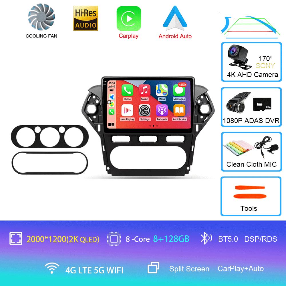 Car Radio Android 14 Carplay Auto For Ford Mondeo 4 Mk4 2010 - 2014 Navigation GPS Multimedia Player Stereo wifi+4G BT Video DVD