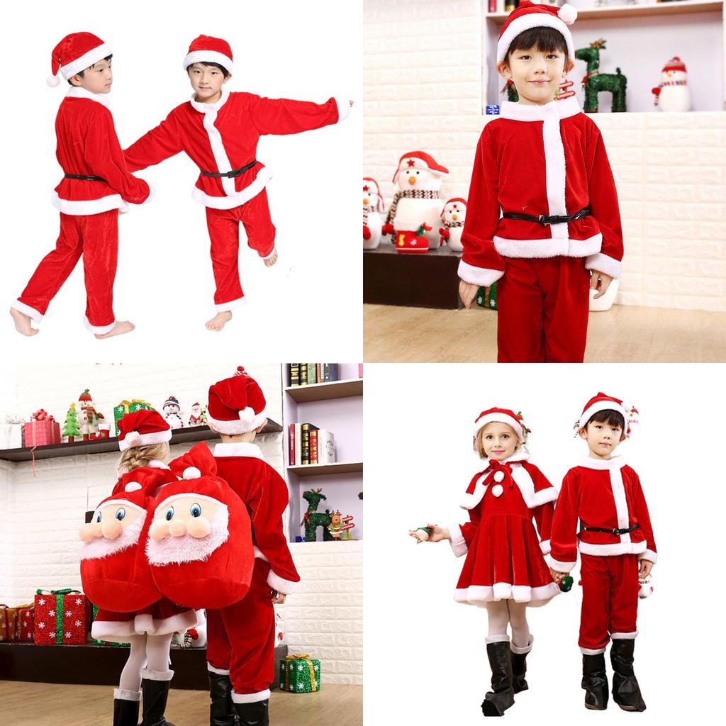 Kids Xmas Outfit Boys Girls Santa Claus Cosplay Costume Christmas Clothes
