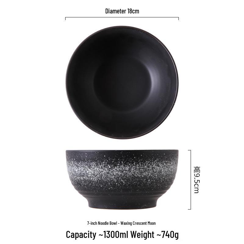 Japanese Ceramic Ramen Noodle Bowl - Large Conical Hat Design, Perfect for Instant Noodles, Soup, and Tableware.