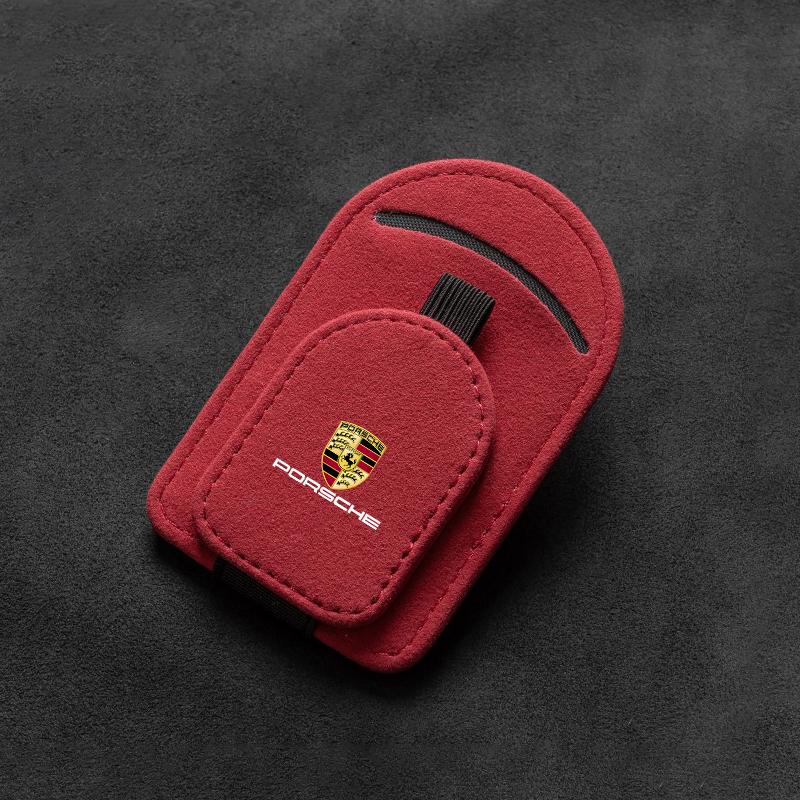 Auto Magnetic Leather Car Visor Sunglasses Holder Ticket Card Clips For Porsche Panamera Macan Boxster Cayman Cayenne 911 718 IK8