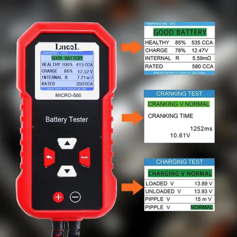 LANCOL Micro 500 Car Battery Tester 12V Lithium Battery Test Digital Lead Acid Battery Analyzer