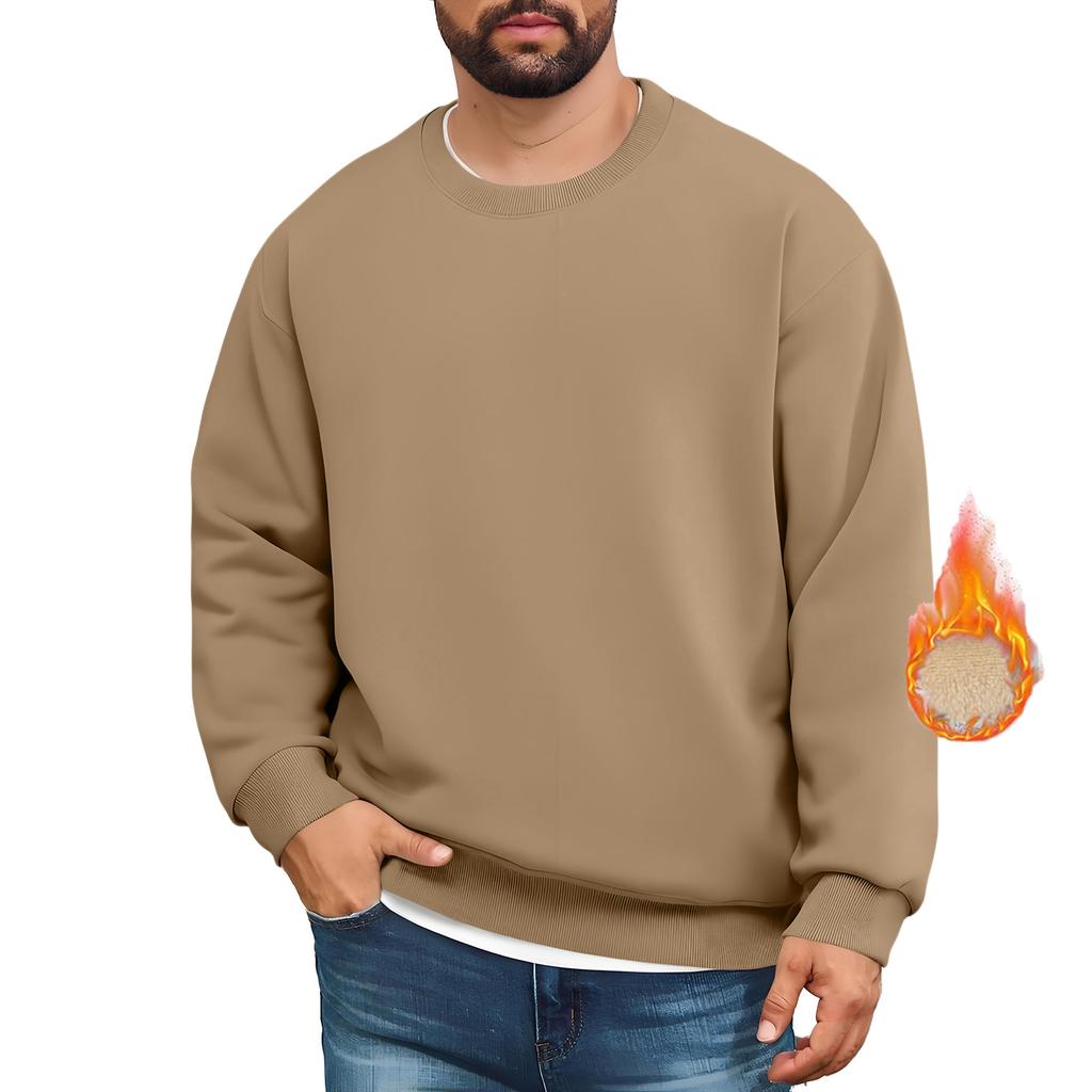 Men's Lined Sweatshirts Premium Heavy-weight Fleece Pullover Thick Thermal Sweatshirts