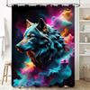 Stilvoller Badezimmer-Duschvorhang mit Wolfsmotiv Moderne künstlerische Heimdekoration für Badezimmer