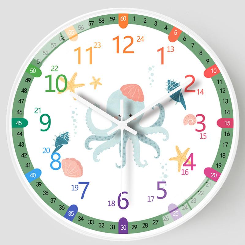 8-inch 20cm Early childhood education children rocket wall clock children's room creative digital enlightenment mute learning clock