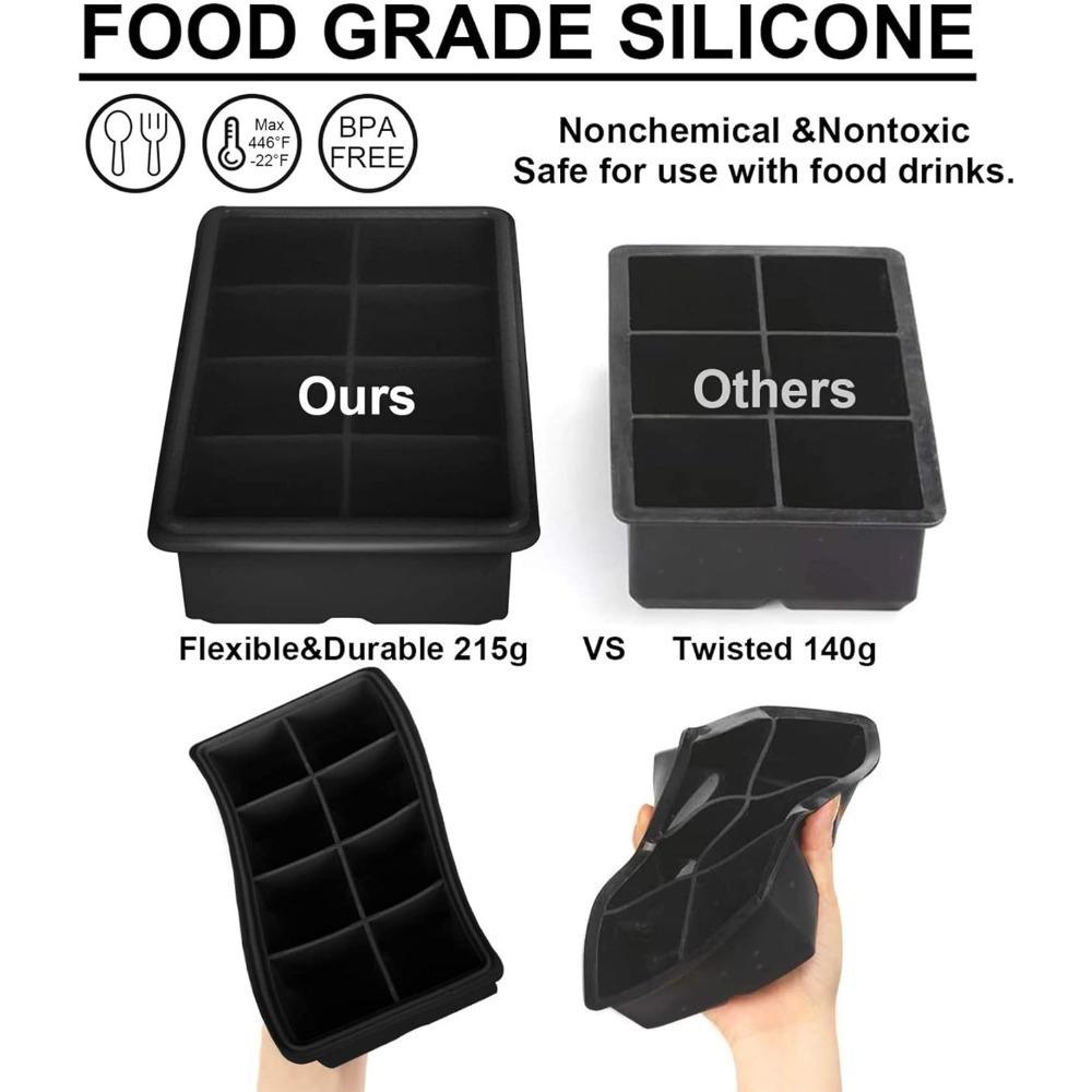 Duże Silikonowe Formy do Kostek Lodu 6/8/12 Tac z Kostkami Lodu Łatwe Wyjmowanie Formy do Kostek Lodu do Zamrażarki/Koktajli Whiskey Soków Bez BPA Wielokrotnego Użytku