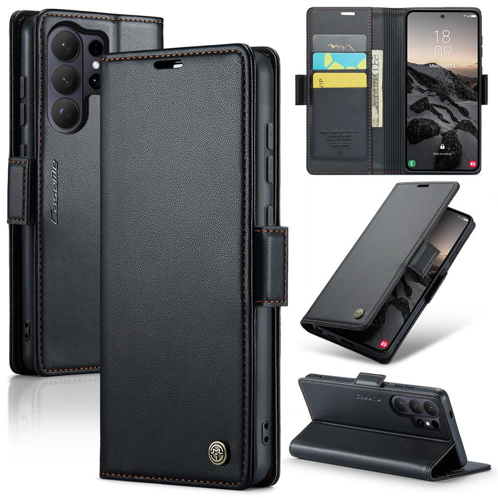 Case for Samsung S26 S24 S24 S23 Ultra FE Plus A17 A16 Leather Kickstand Card Holder Pocket Stand Flip Magnetic Flip Full Cover