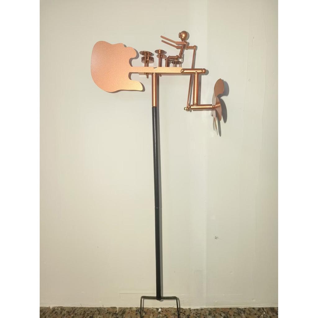 Handmade Metal Drummer Windmill, Drummer Windmill Garden Decoration, Percussionist Music Figurines,Fun Wind-Powered Sculpture