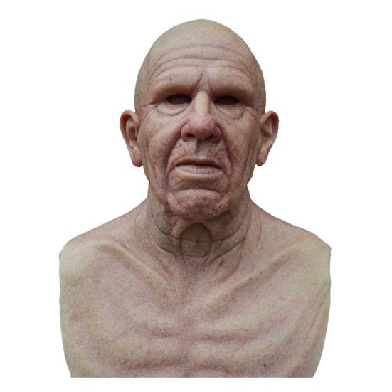 Gammal Mans Mask för Vuxna Realistisk Latex Äldre Människa Huvudtäckning med Livslika Rynkor för Halloween Maskerad Cosplay Kostymrekvisita