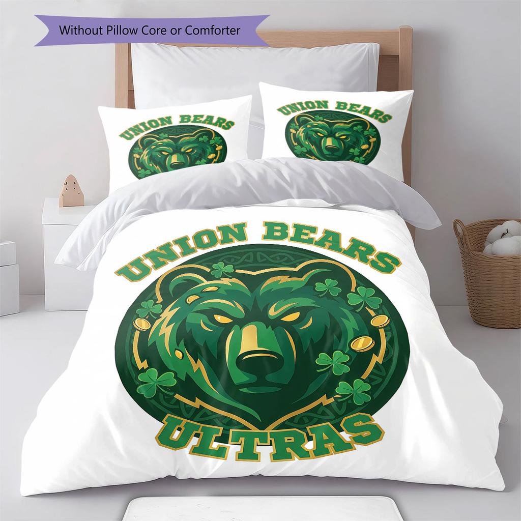 Unionbears Muster Bettwäsche Steppdecke Set Bettbezug Kissenbezug Heimdekoration Geburtstagsgeschenk (1 Bettbezug + 2 Kissenbezüge, ohne Füllung)