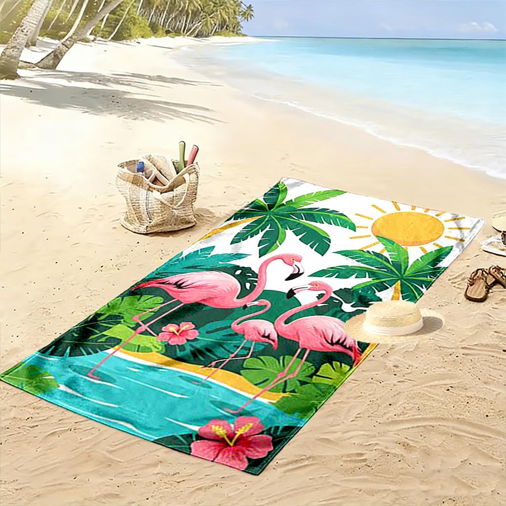 Flamingo Tropical Paradise Scene Beach towel quick-drying for travel outdoor sports jogging beach and swimming