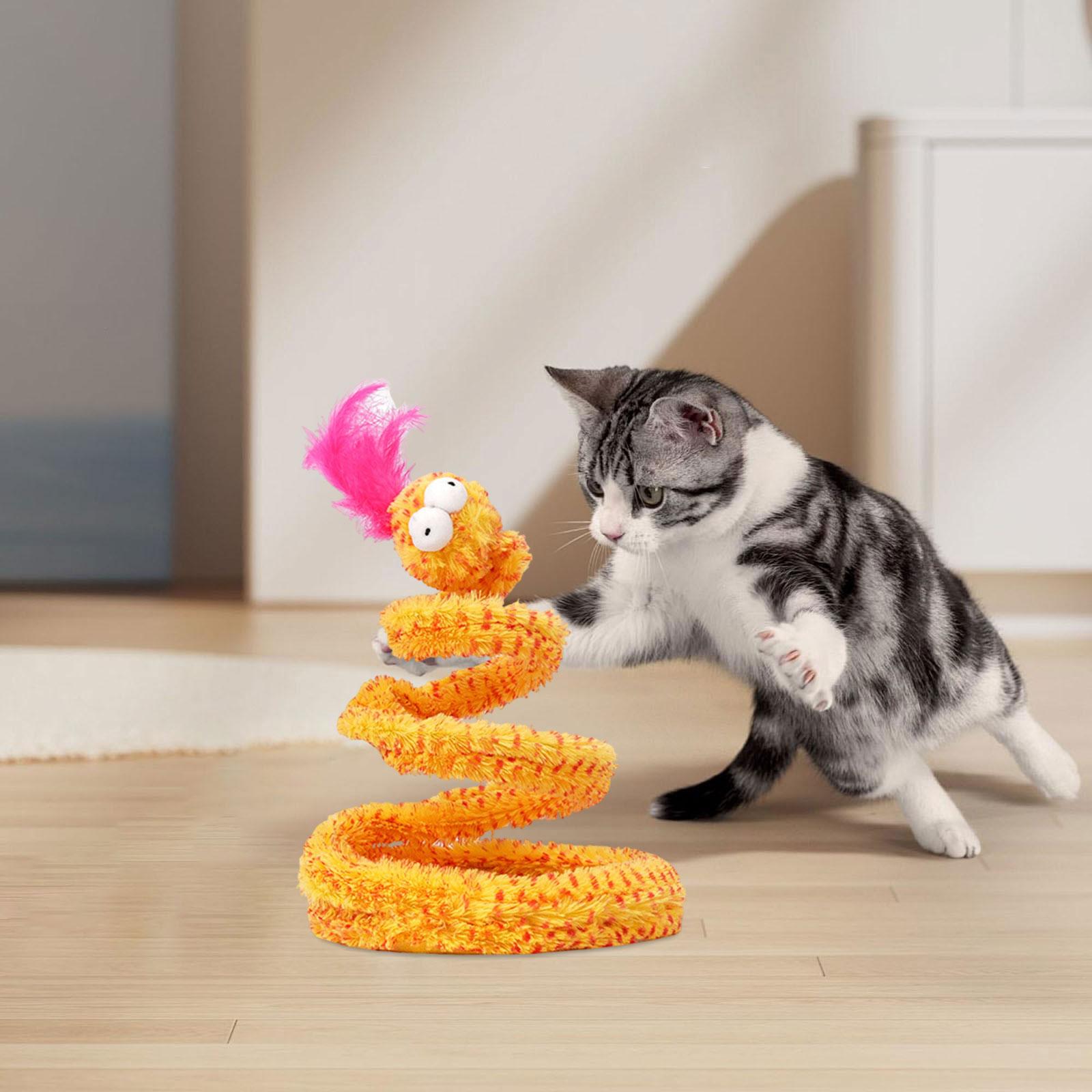 

Cat Spiral Snake Toy Exercise Pet Coil Spiral Action Toys for Multi Cats жёлтый