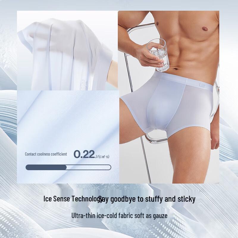 Ubras Men's Cool Breeze Ice Silk Seamless Briefs 3-Pack