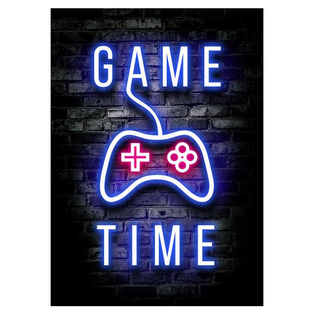Gamepad Neon Canvas Painting Glowing Text Picture Decoration Poster Gift Living Room Wall Art Prints Modern Home Decor Aesthetic No Frame