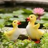 2 Pcs Little Yellow Duck Resin Cartoon Duck Figurine Realistic Small Garden Statue for Outdoor Patio